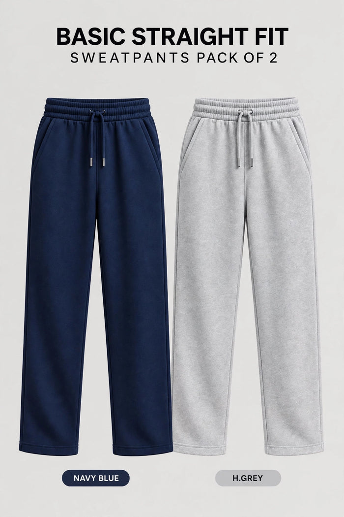 Pack Of Two Unisex Regular Relax Fit Trouser - Single Edition - Blue & Grey