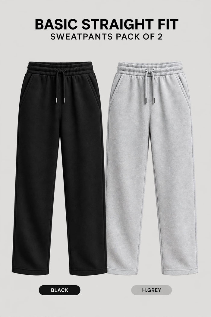 Pack Of Two Unisex Regular Relax Fit Trouser - Single Edition - Black & Grey
