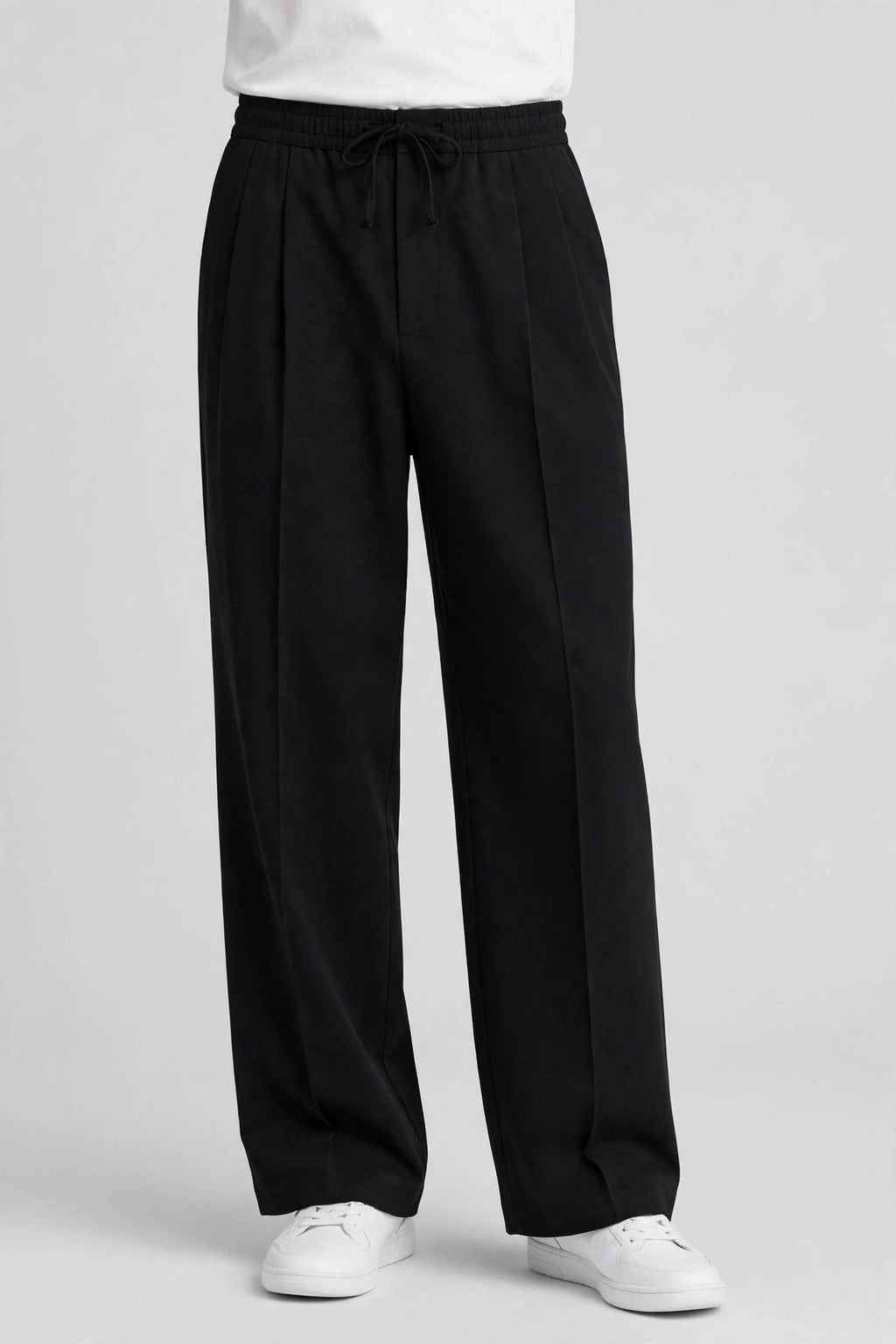 Unisex Regular Wide Leg Pleated Trouser - Single Pleat Edition - Black