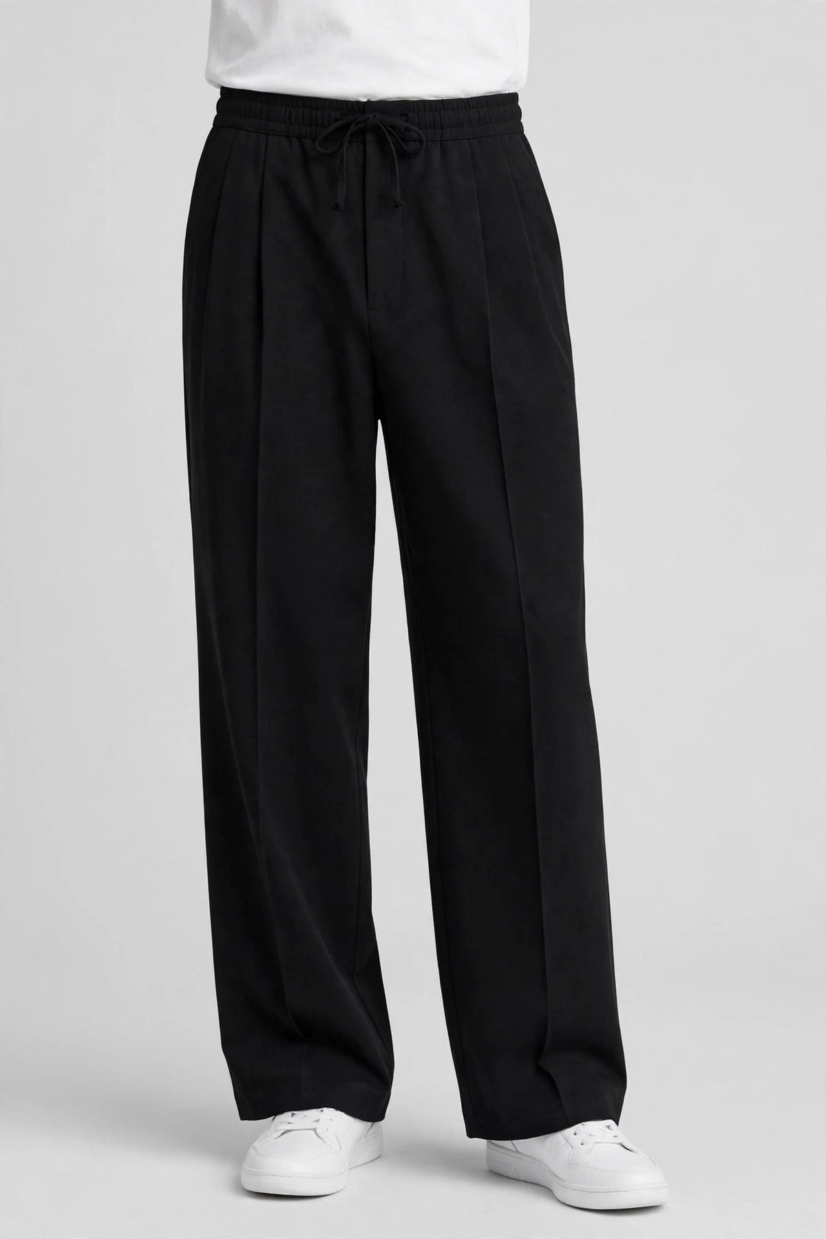 Unisex Regular Wide Leg Pleated Trouser - Single Pleat Edition - Black
