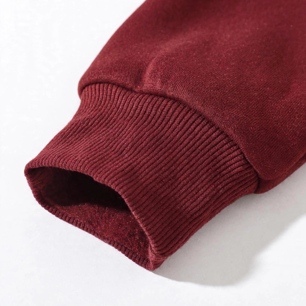Women's Cropped Zip-Up Hoodie - Oversized Fleece Crop Hoodie - Maroon