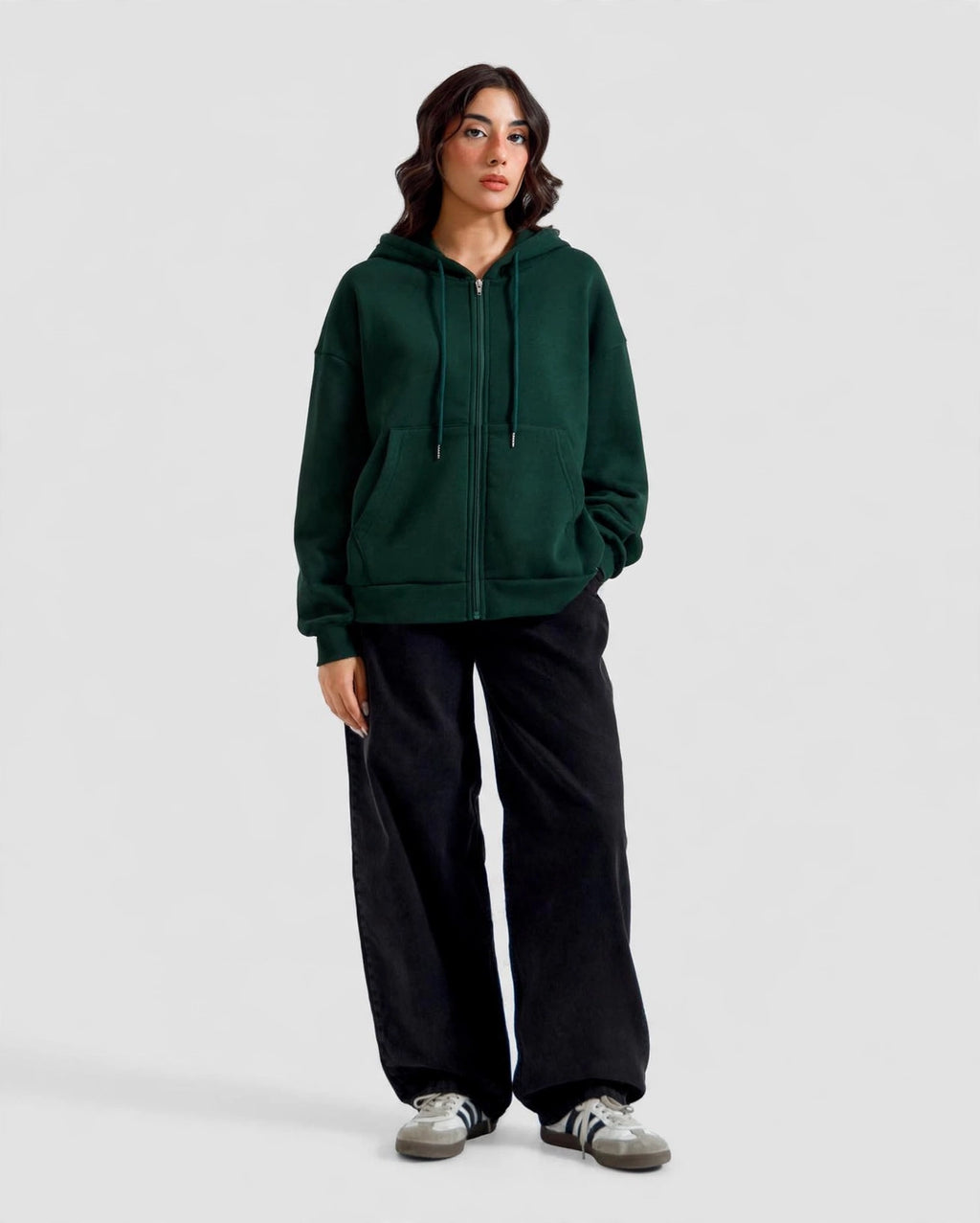 Fleece Premium Basic Zipper Hoodie Unisex - Green
