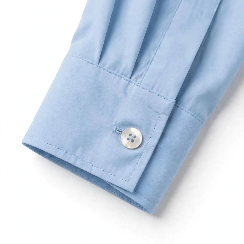 Sky Blue Button Down Shirt & Black Flapper Trouser For Women