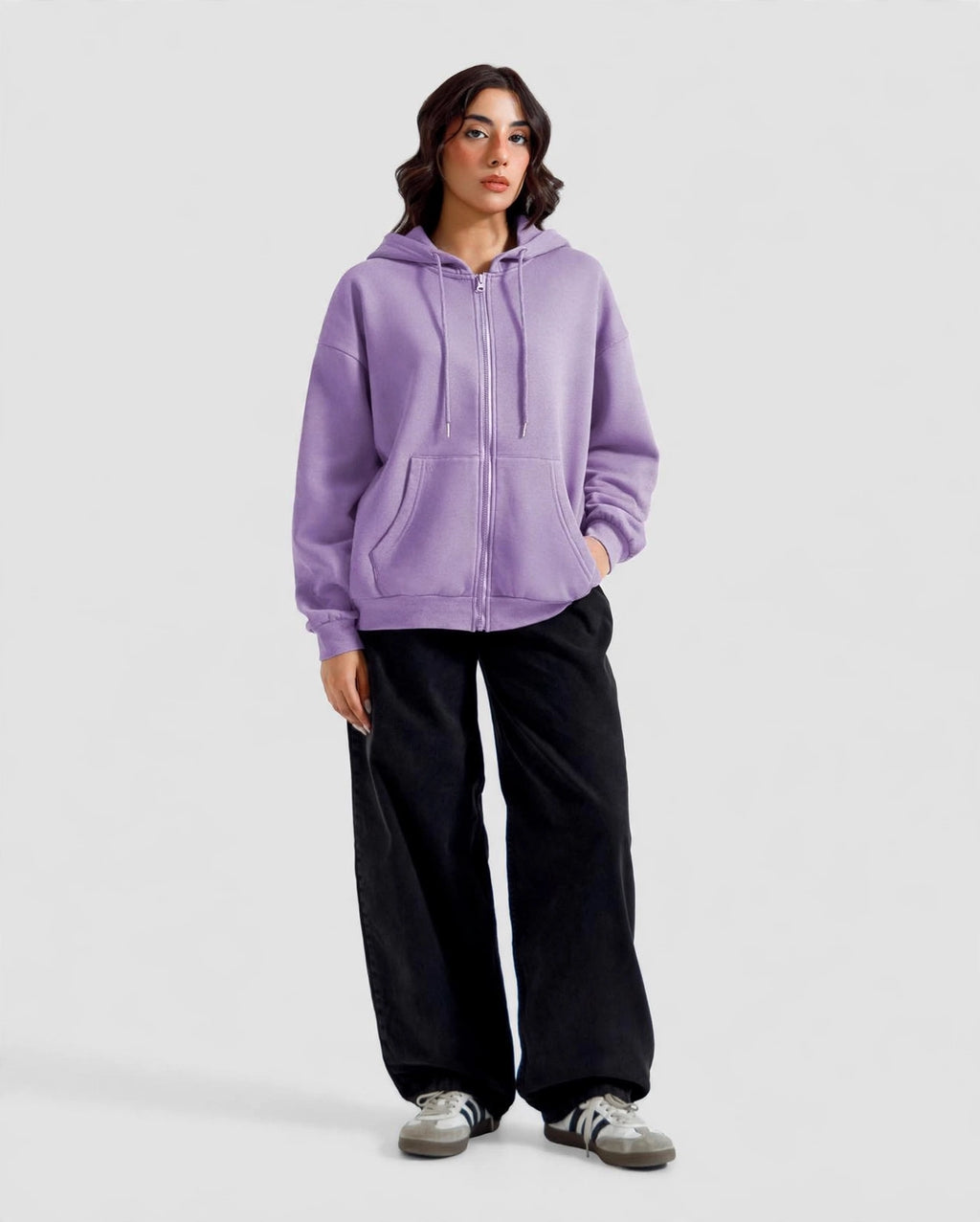 Fleece Premium Basic Zipper Hoodie Unisex - Lilac