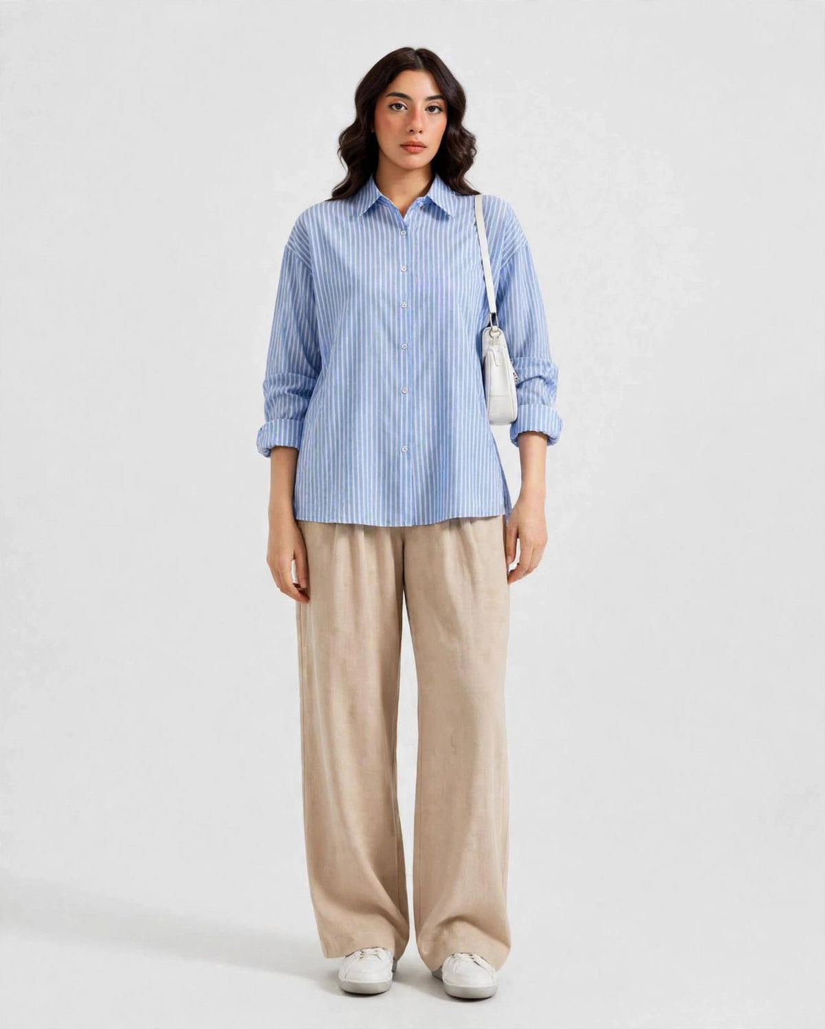 Daur-z Oversized Button-Down Shirt in Sky Blue Striped - Relaxed Fit | Everyday Essential
