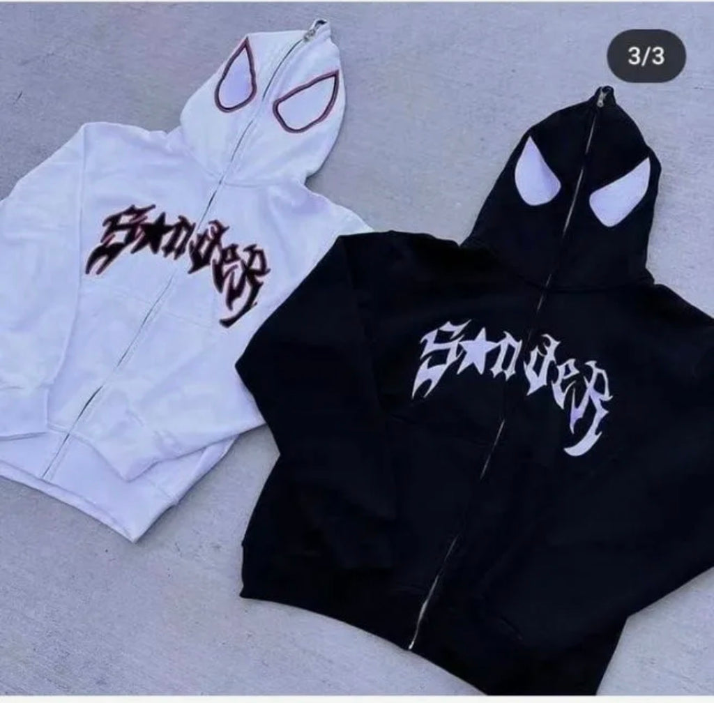 Spider-Man Over Sized Fleece Full Zipper Hoodie Black