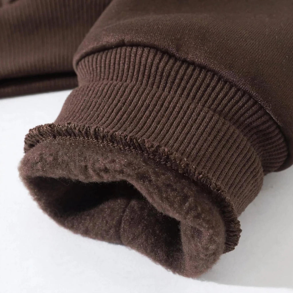 Women's Cropped Zip-Up Hoodie - Oversized Fleece Crop Hoodie - Brown