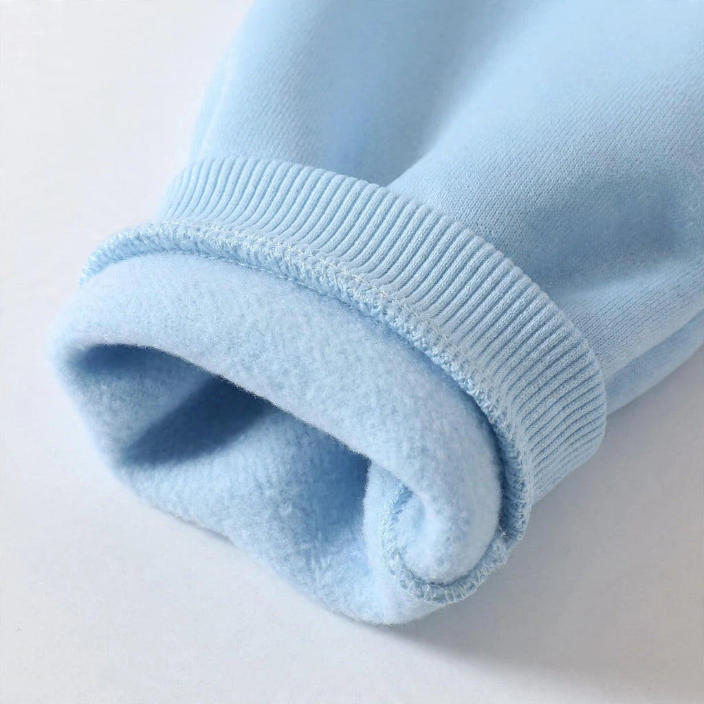 Women's Cropped Zip-Up Hoodie - Oversized Fleece Crop Hoodie - Sky Blue