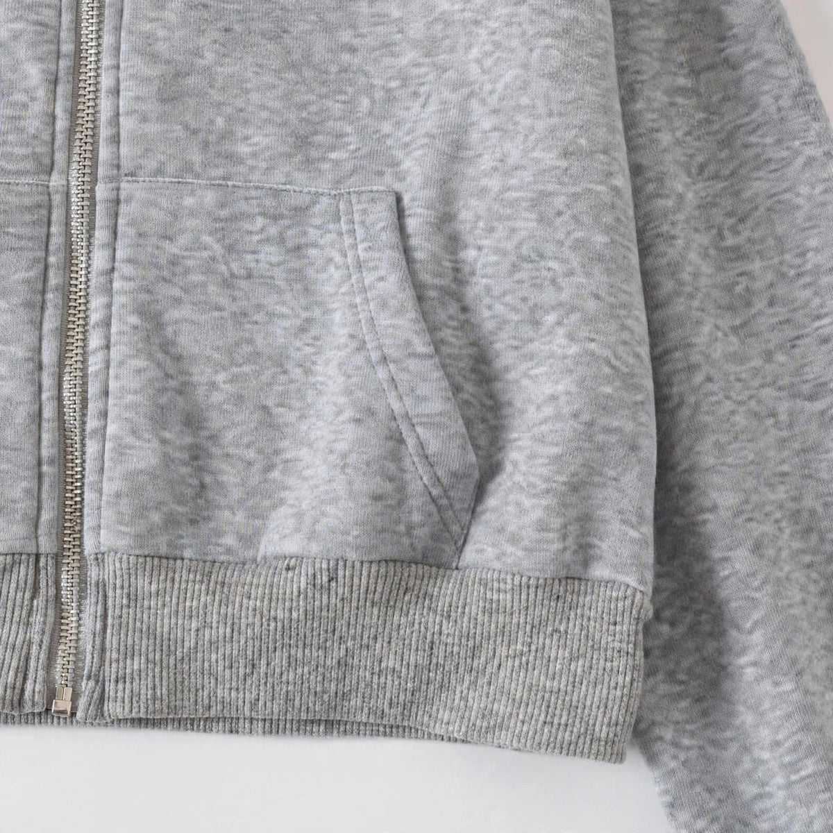 Women's Cropped Zip-Up Hoodie - Oversized Fleece Crop Hoodie - Grey