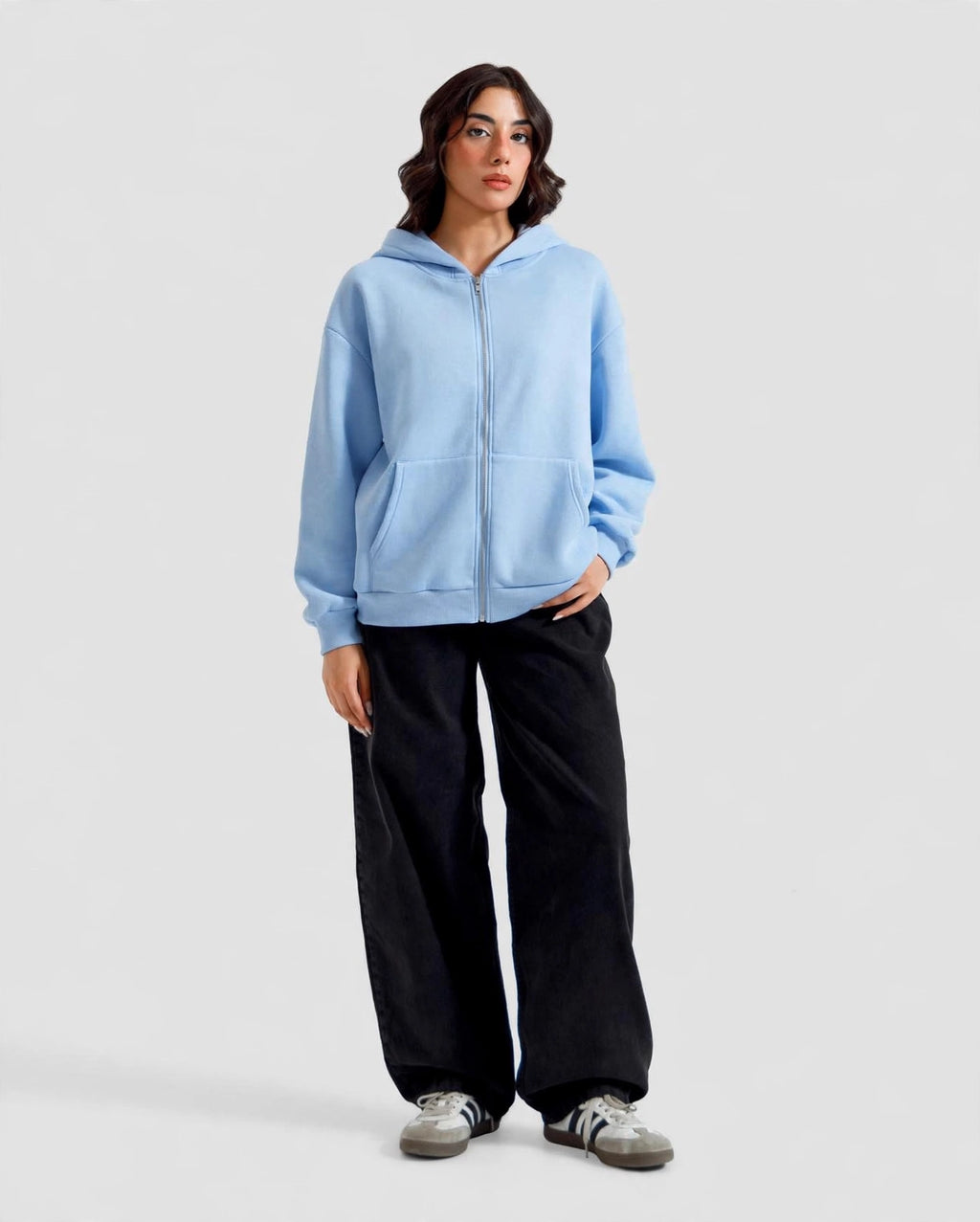 Fleece Premium Basic Zipper Hoodie Unisex - Sky Blue