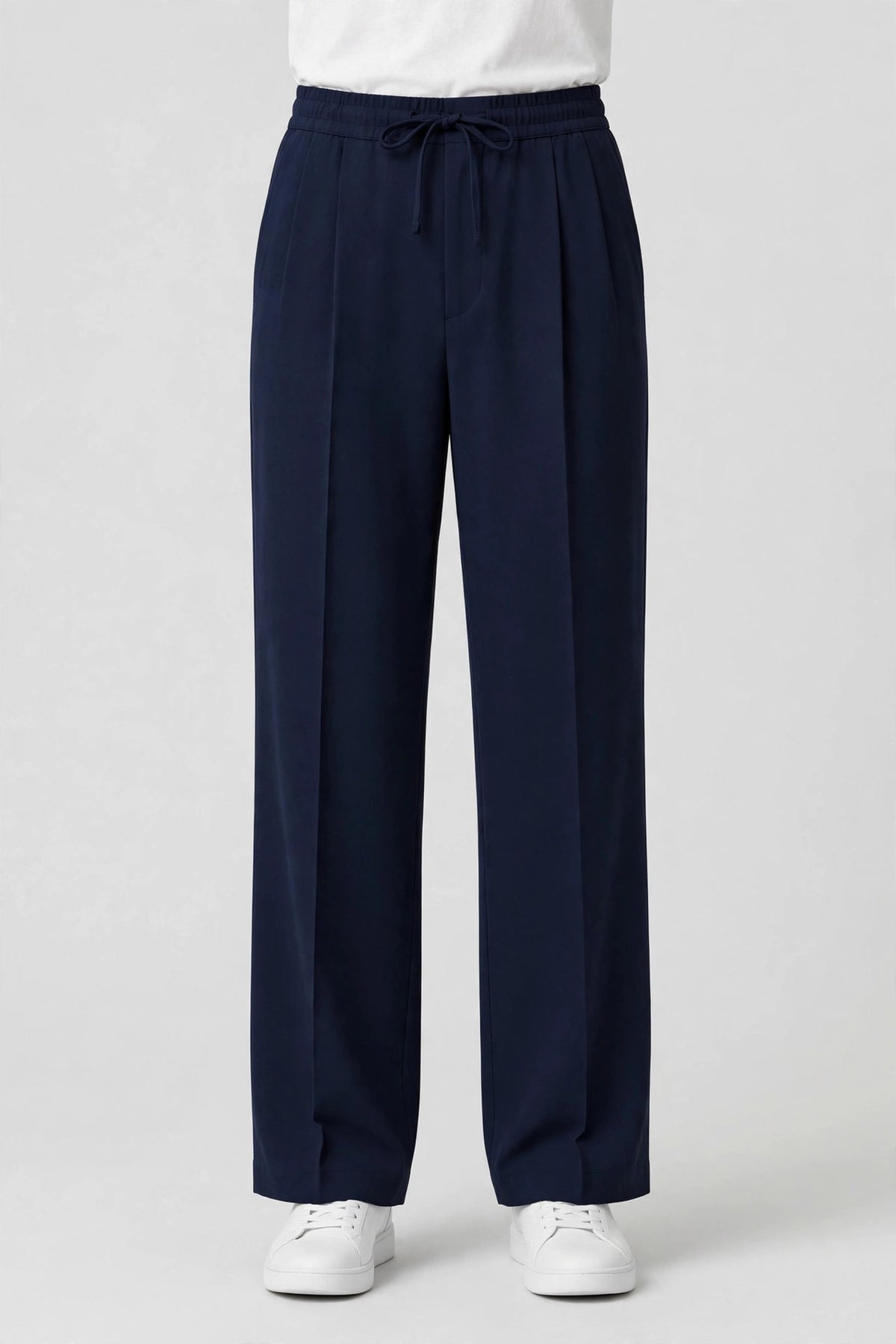 Unisex Regular Wide Leg Pleated Trouser - Single Pleat Edition - Navy Blue