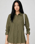 Daur-z Oversized Button-Down Shirt in Olive Green - Relaxed Fit | Everyday Essential
