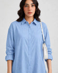 Daur-z Oversized Button-Down Shirt in Sky Blue - Relaxed Fit | Everyday Essential