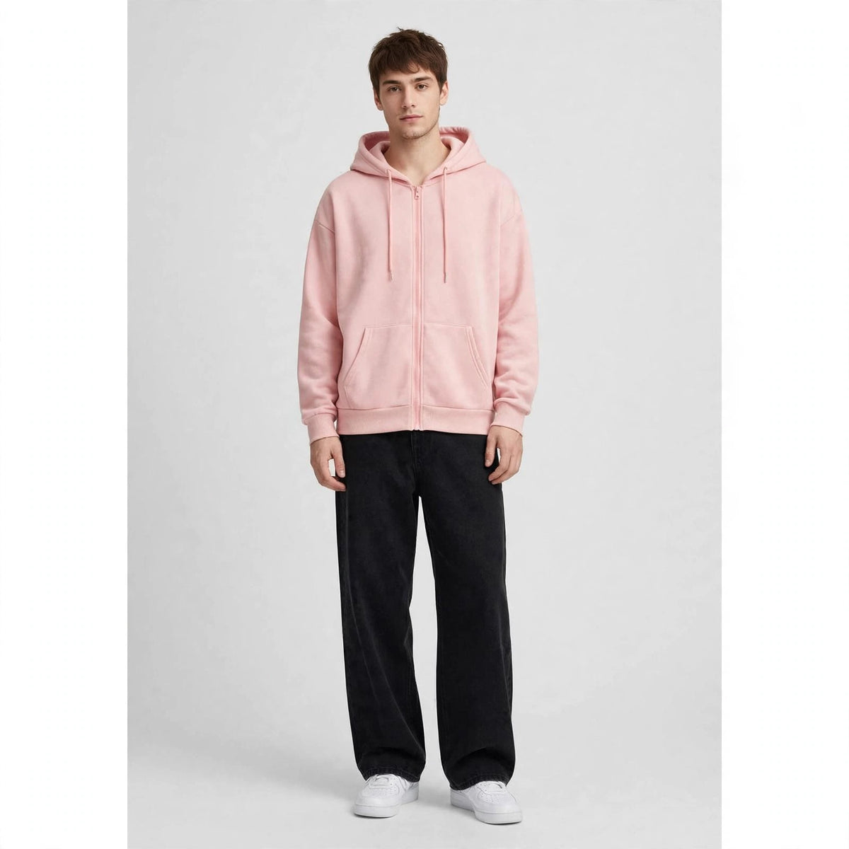 Fleece Premium Basic Zipper Hoodie Unisex - Pink