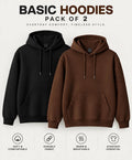 Pack Of Two Fleece Premium Basic Kangaroo Hoodie Unisex - Black & Brown