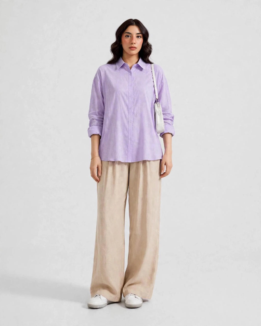 Daur-z Oversized Button-Down Shirt in Lilac - Relaxed Fit | Everyday Essential