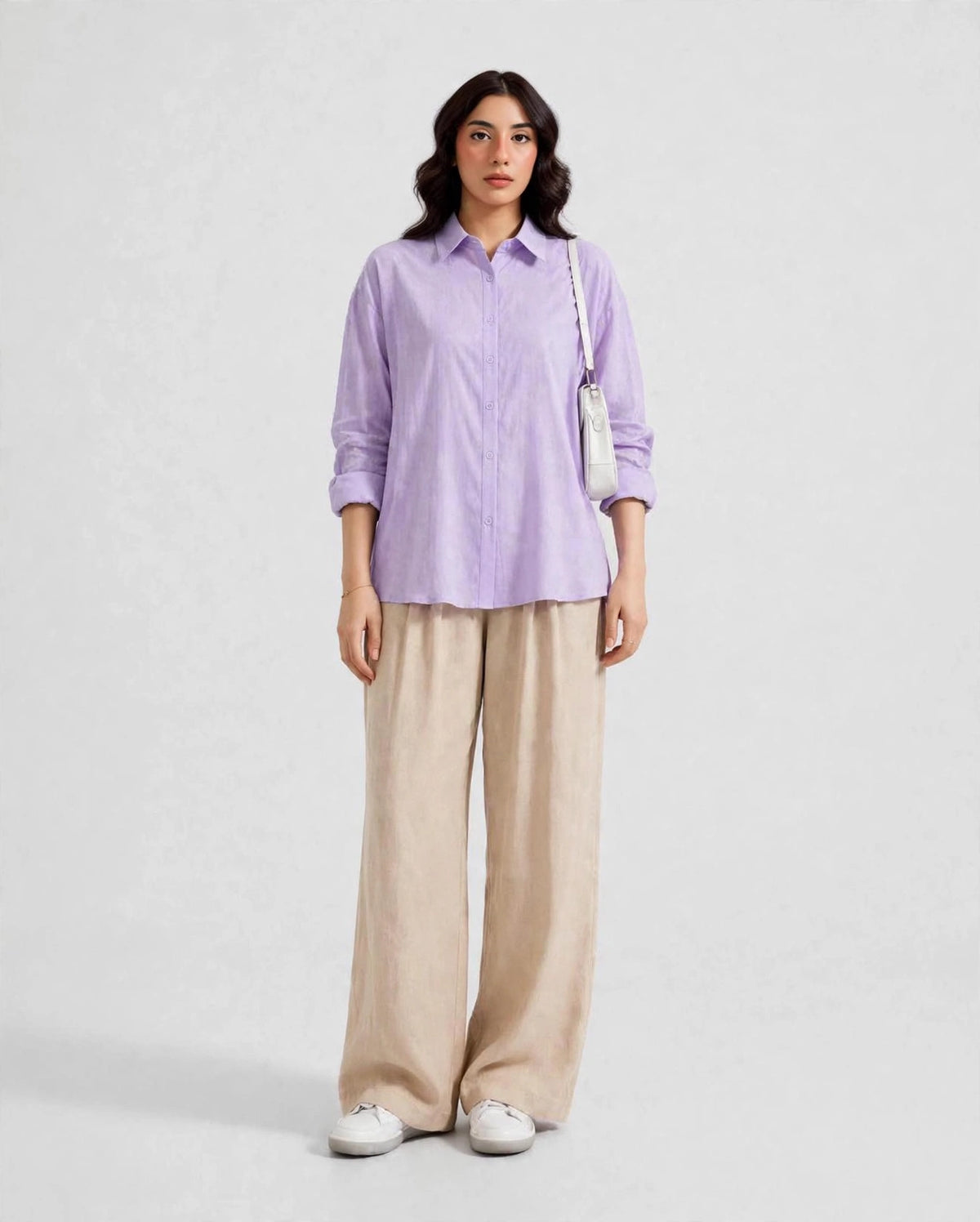 Daur-z Oversized Button-Down Shirt in Lilac - Relaxed Fit | Everyday Essential