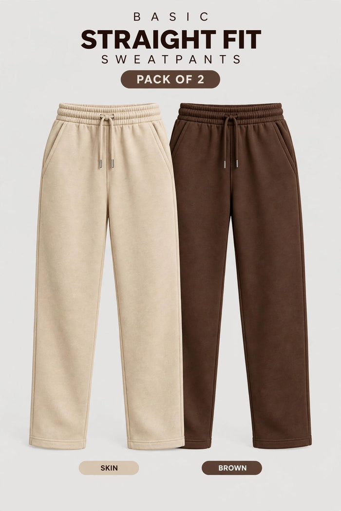 Pack Of Two Unisex Regular Relax Fit Trouser - Single Edition - Beige & Brown