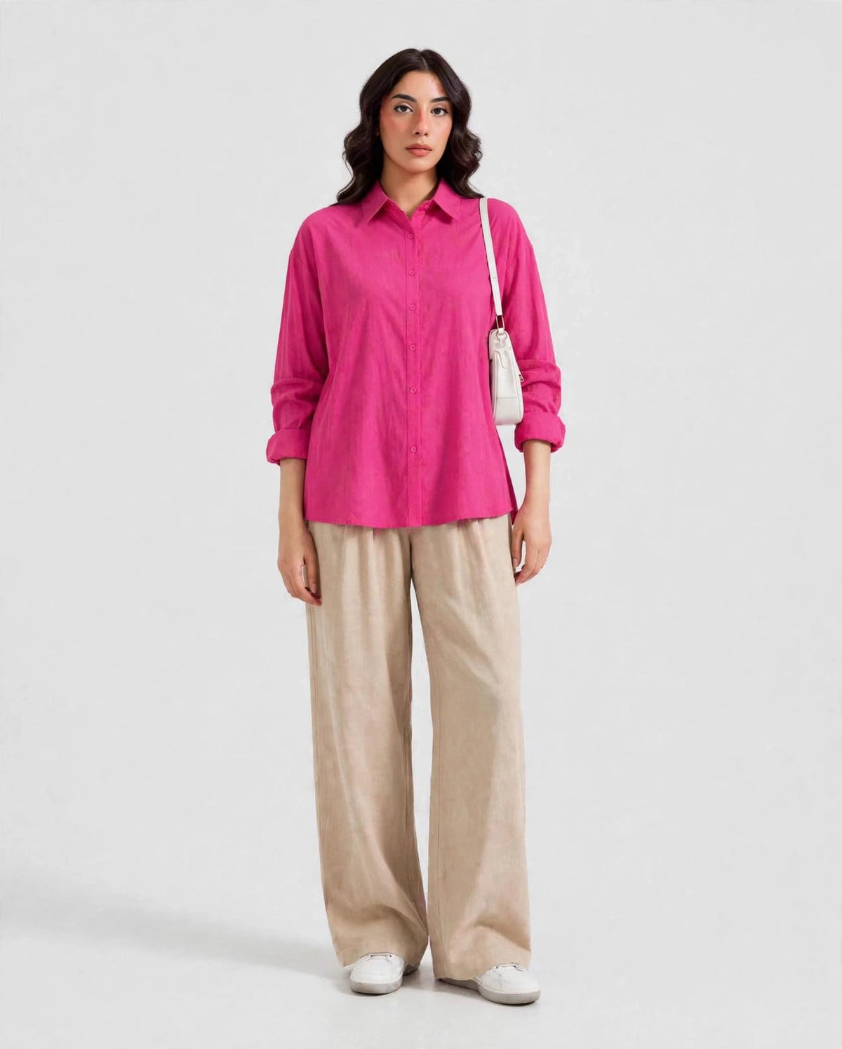 Daur-z Oversized Button-Down Shirt in Neon Pink - Relaxed Fit | Everyday Essential