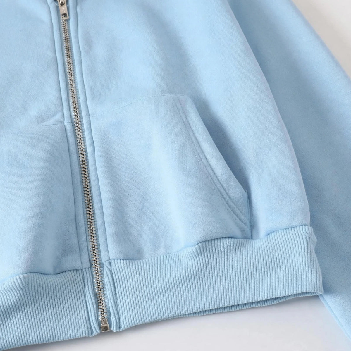 Women's Cropped Zip-Up Hoodie - Oversized Fleece Crop Hoodie - Sky Blue