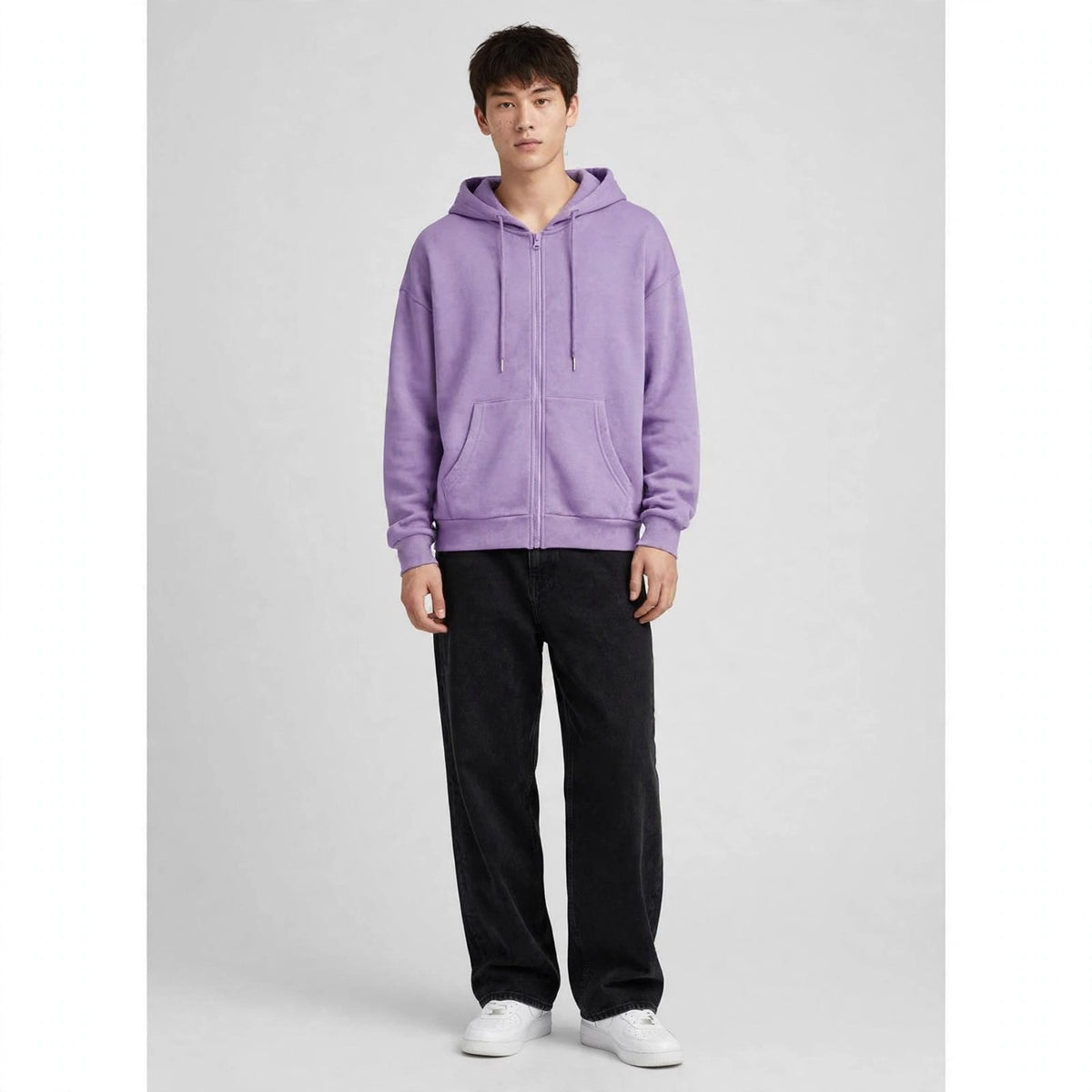 Fleece Premium Basic Zipper Hoodie Unisex - Lilac
