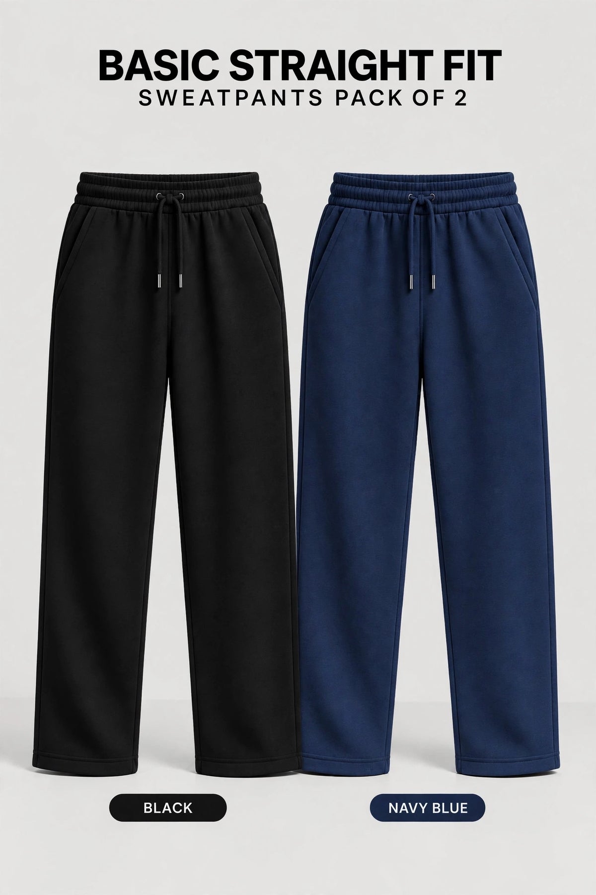 Pack Of Two Unisex Regular Relax Fit Trouser - Single Edition - Blue & Black