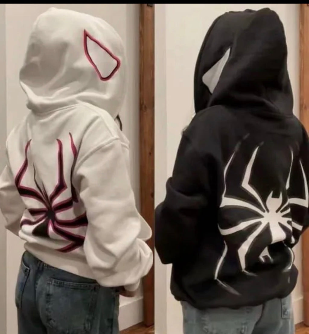 Spider-Man Over Sized Fleece Full Zipper Hoodie Black