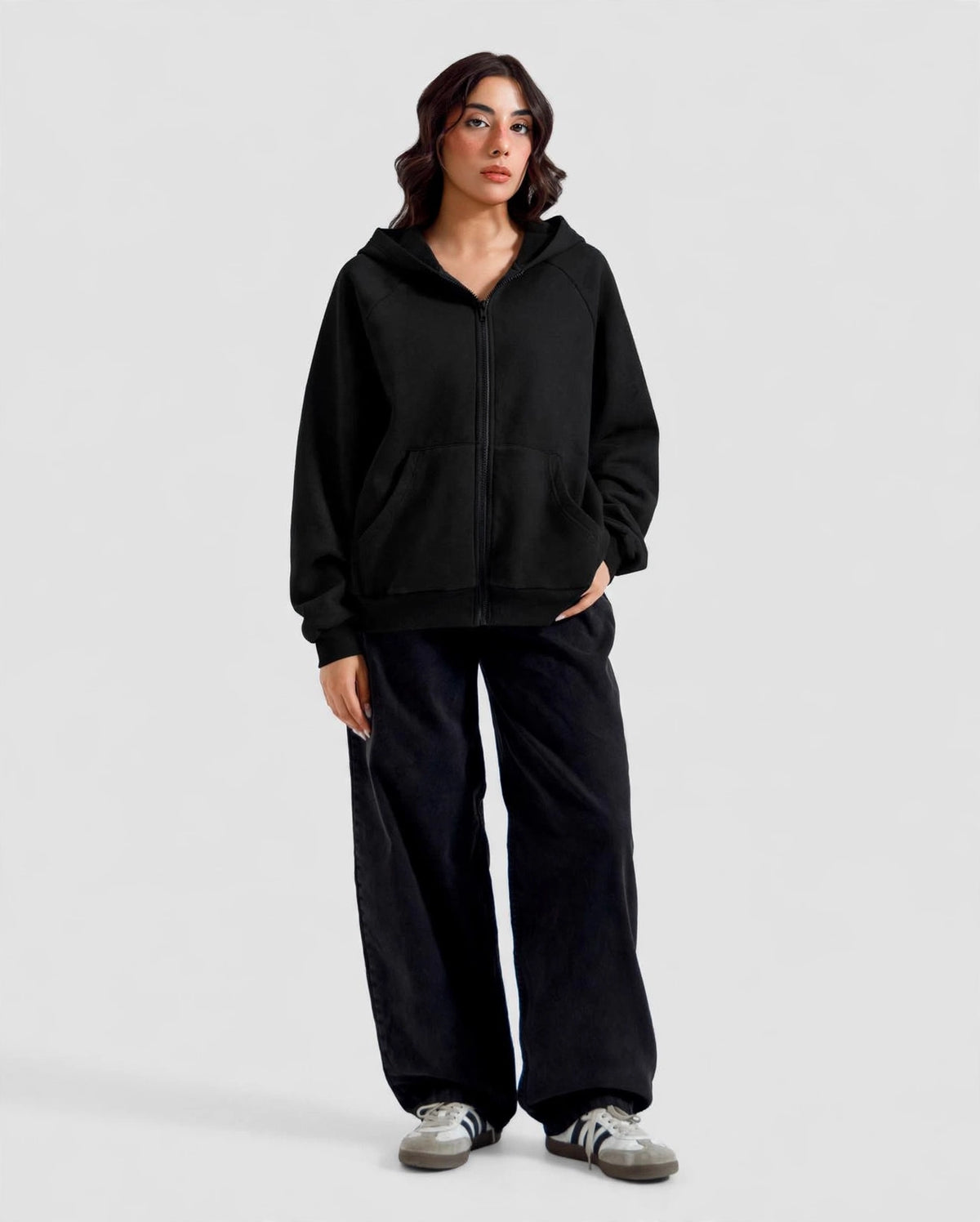 Fleece Premium Basic Zipper Hoodie Unisex - Black
