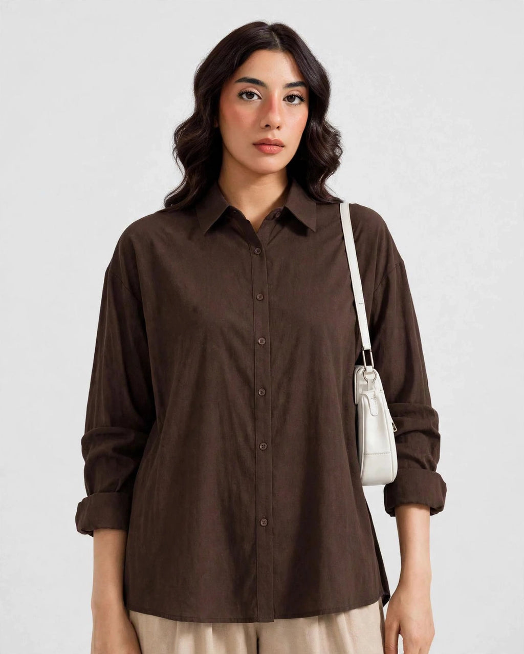 Daur-z Oversized Button-Down Shirt in Chocolate Brown - Relaxed Fit | Everyday Essential