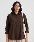 Daur-z Oversized Button-Down Shirt in Chocolate Brown - Relaxed Fit | Everyday Essential