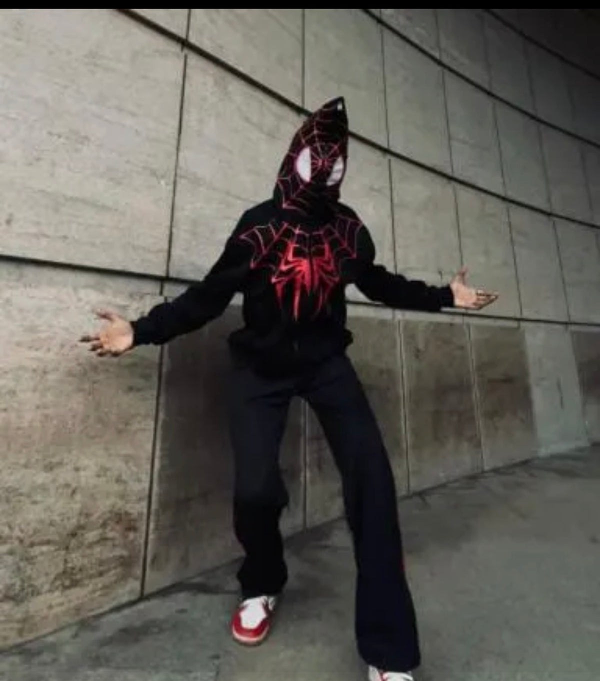 Spider Man Over Sized Fleece Full Zipper Hoodie - Black