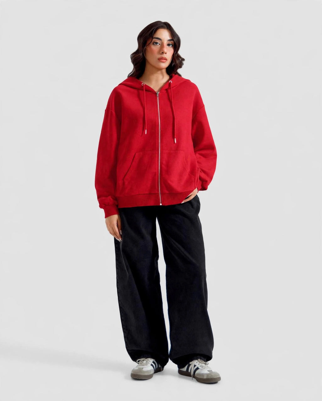 Fleece Premium Basic Zipper Hoodie Unisex - Red