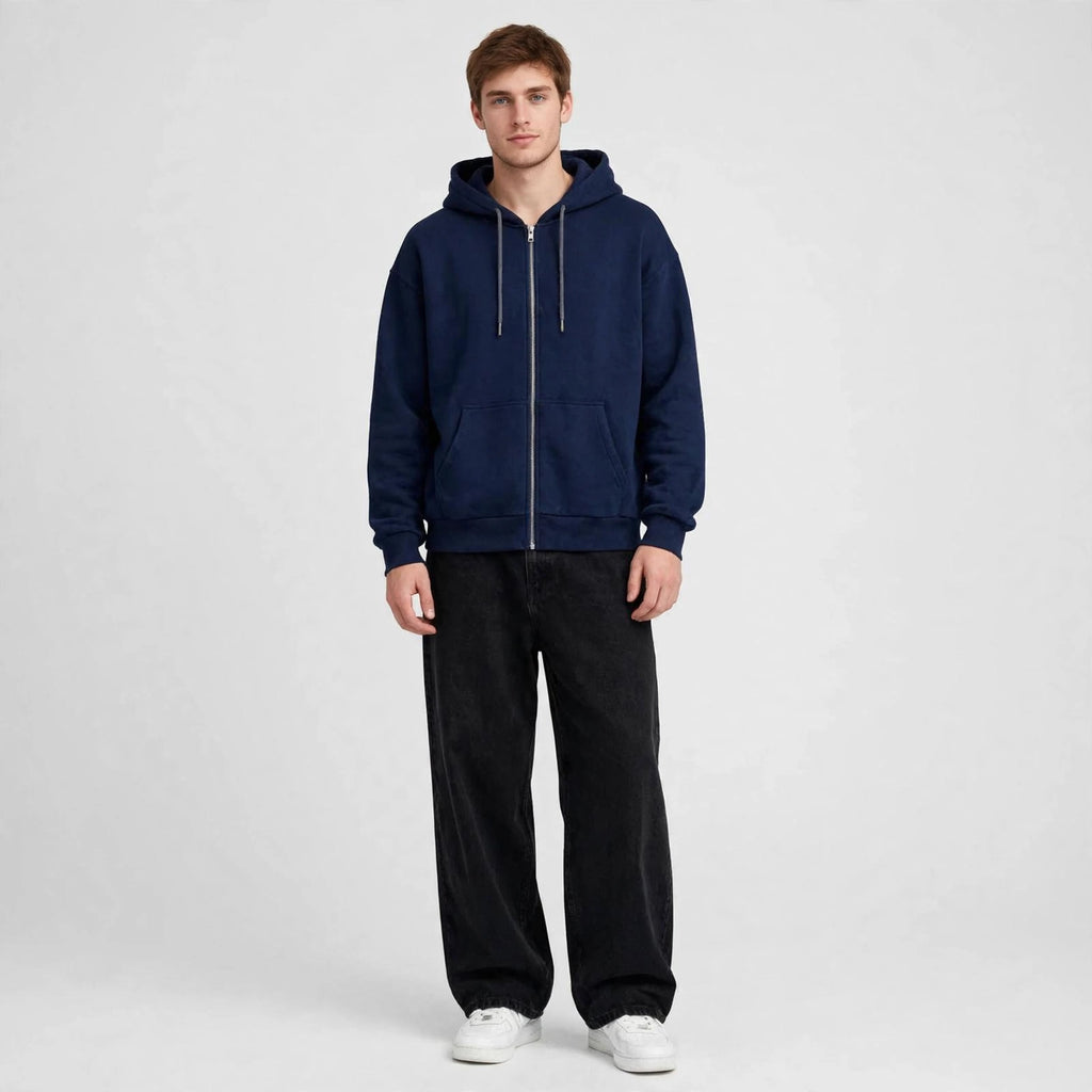 Fleece Premium Basic Zipper Hoodie Unisex - Navy Blue