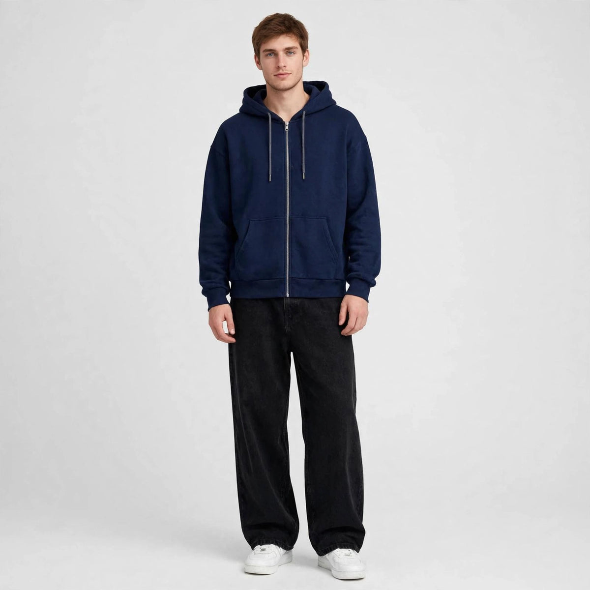 Fleece Premium Basic Zipper Hoodie Unisex - Navy Blue