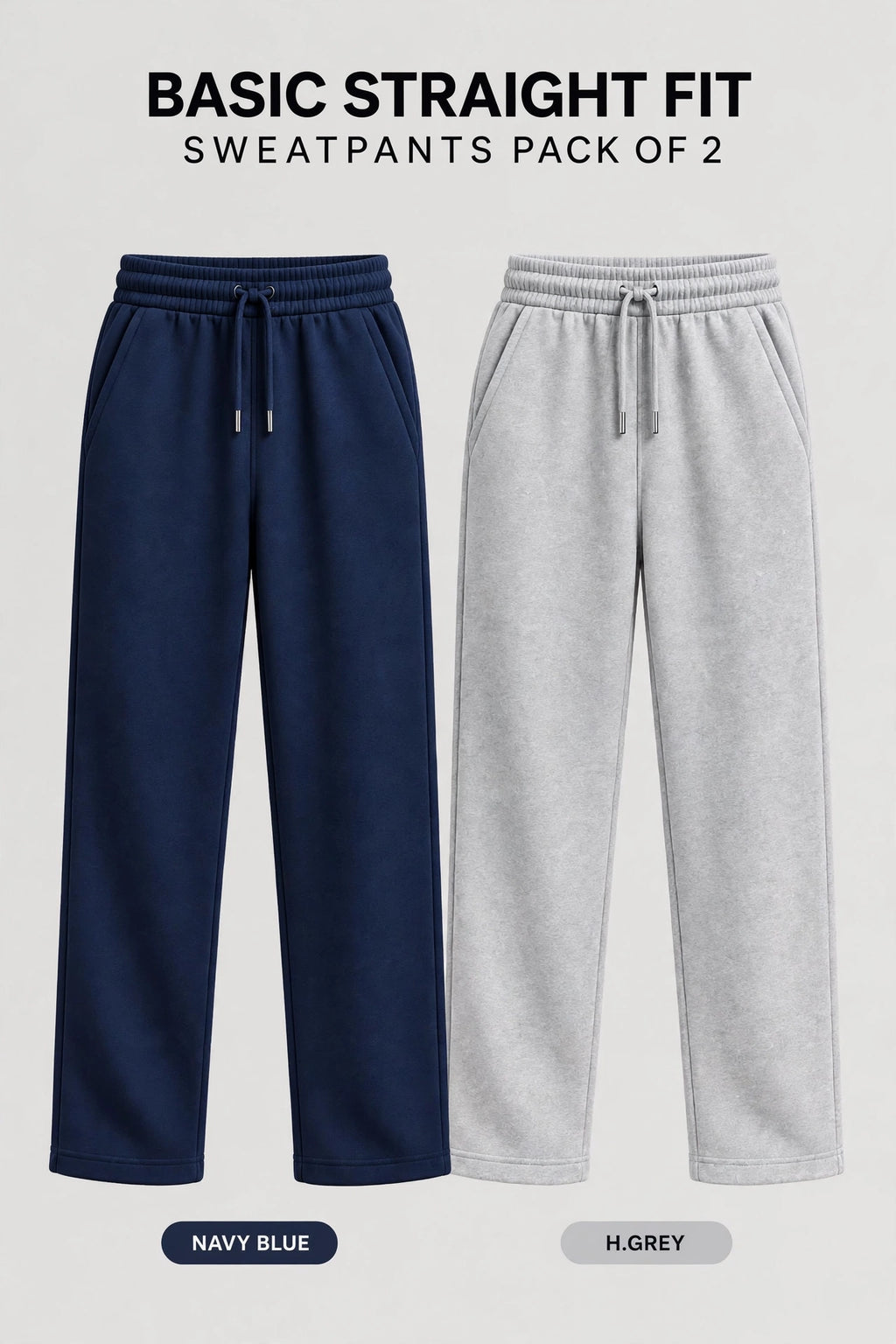 Pack Of Two Unisex Regular Relax Fit Trouser - Single Edition - Blue & Grey