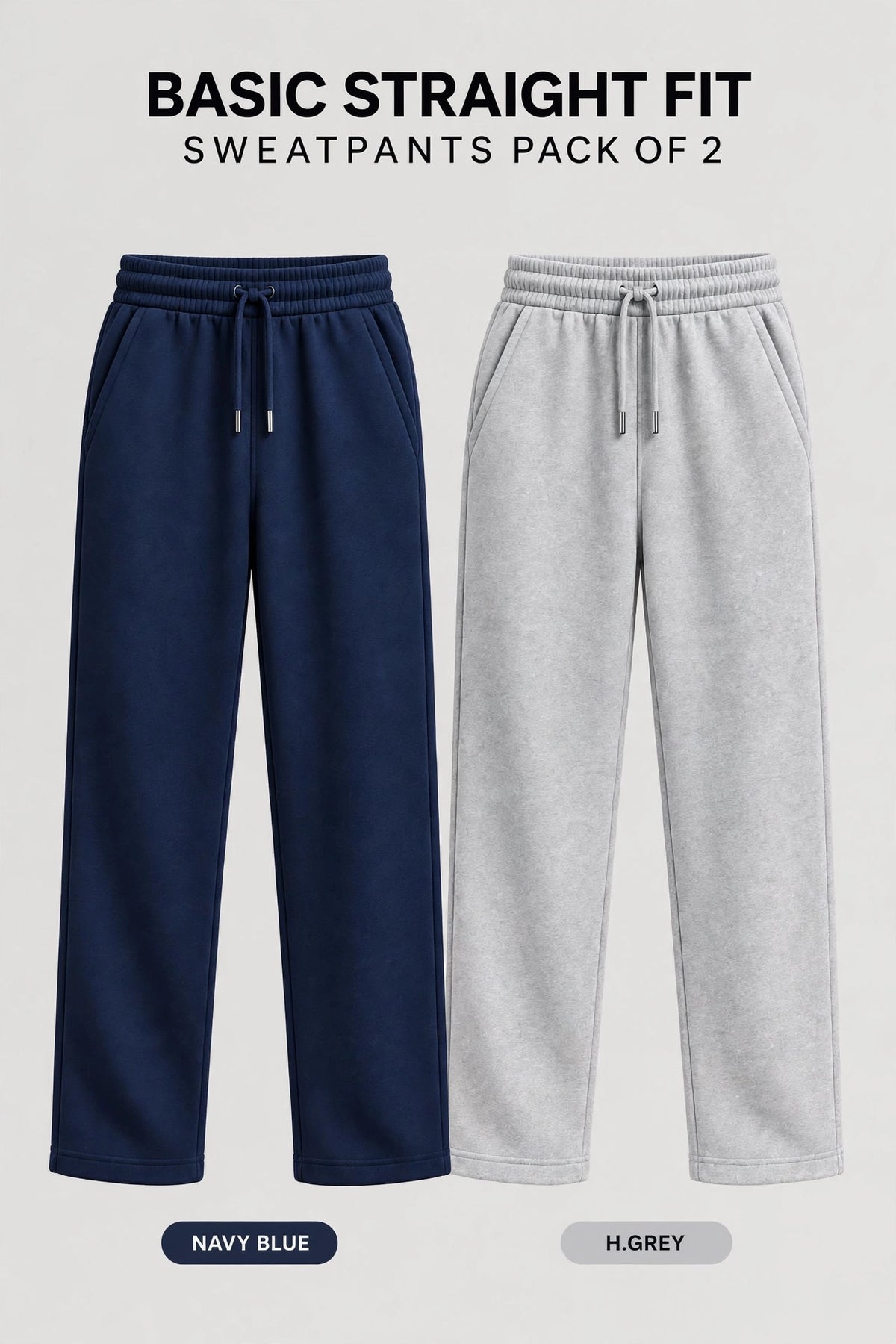 Pack Of Two Unisex Regular Relax Fit Trouser - Single Edition - Blue & Grey