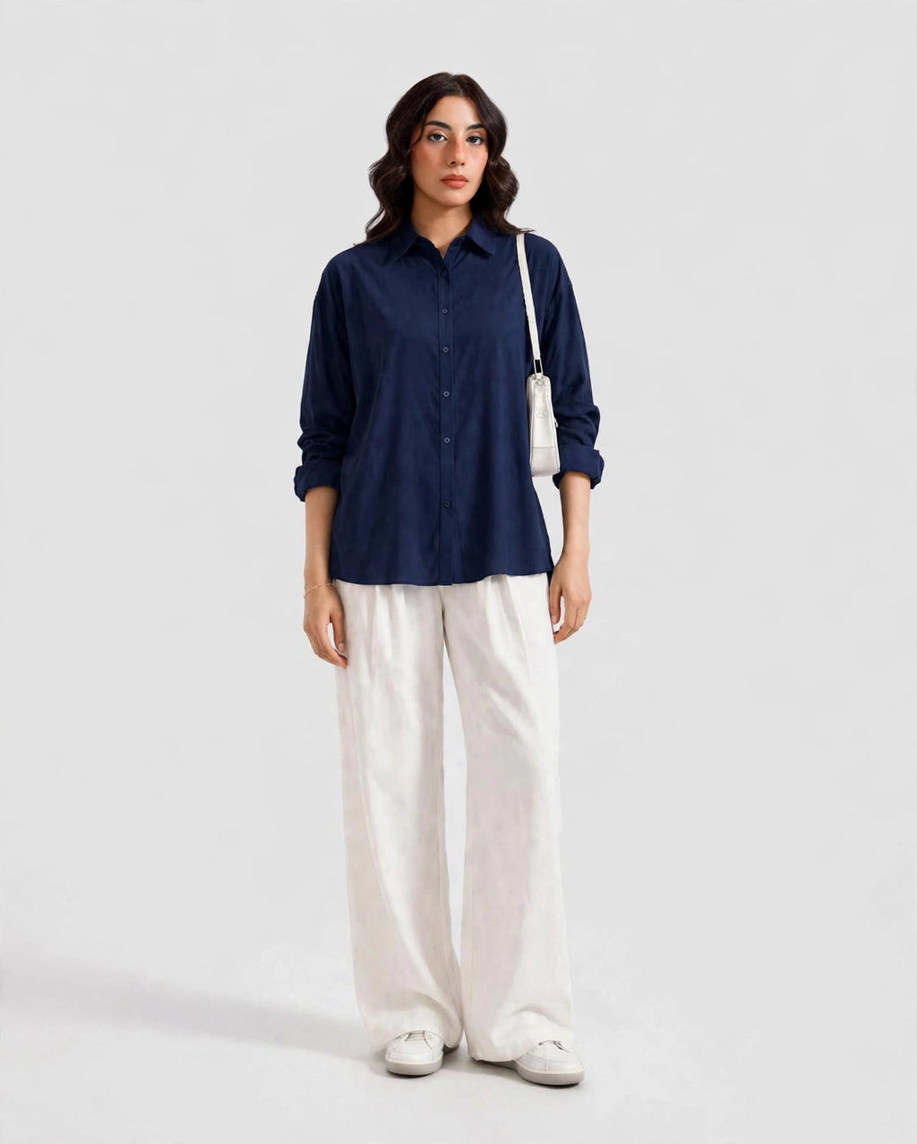 Daur-z Oversized Button-Down Shirt in Navy Blue - Relaxed Fit | Everyday Essential
