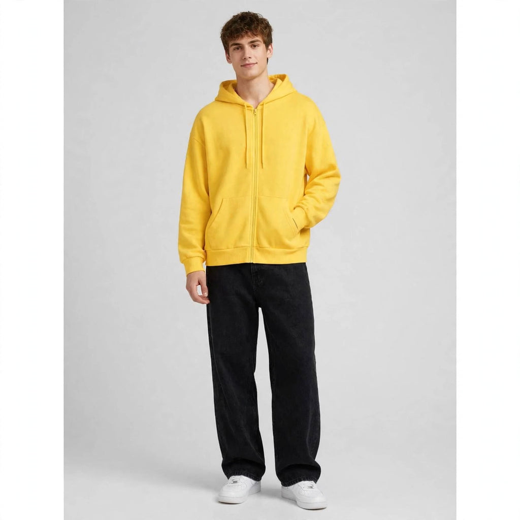 Fleece Premium Basic Zipper Hoodie Unisex - Yellow