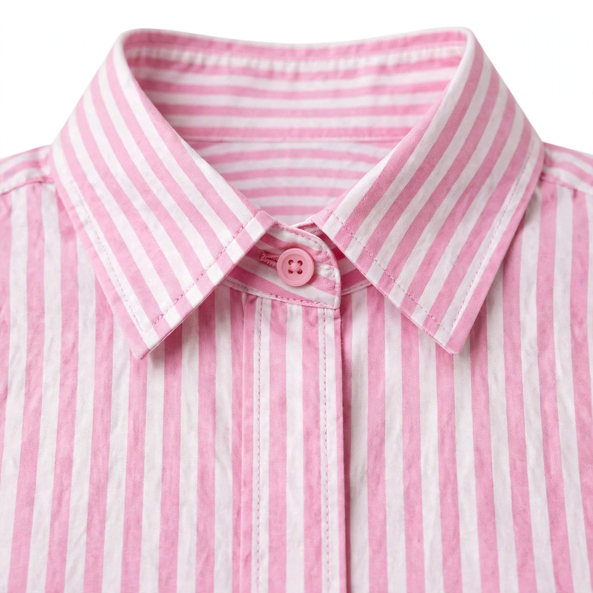 Pink Striped Button Down Shirt & White Flapper Trouser For Women