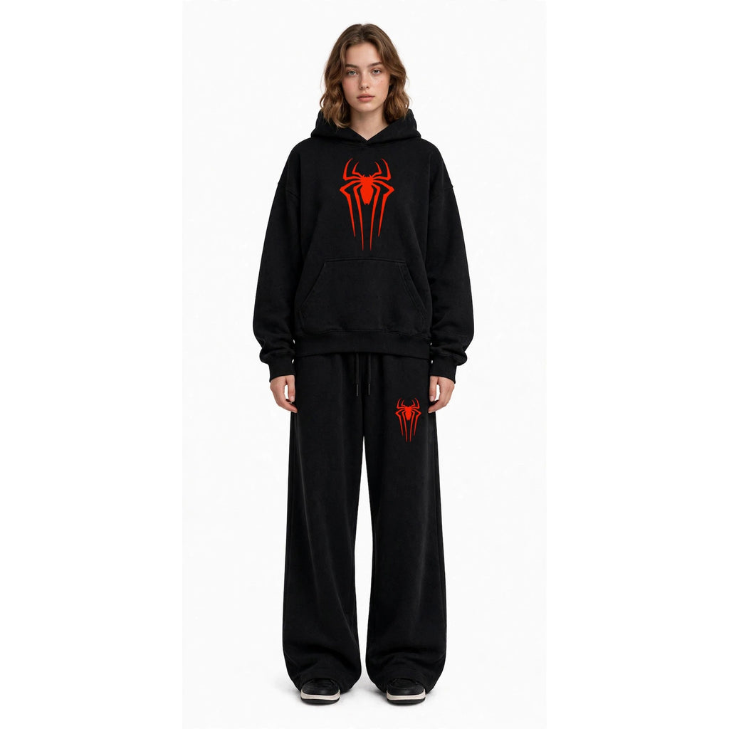 Spider-Man Oversize Hoodie & Wide Leg Trouser Tracksuit - Black - Unisex