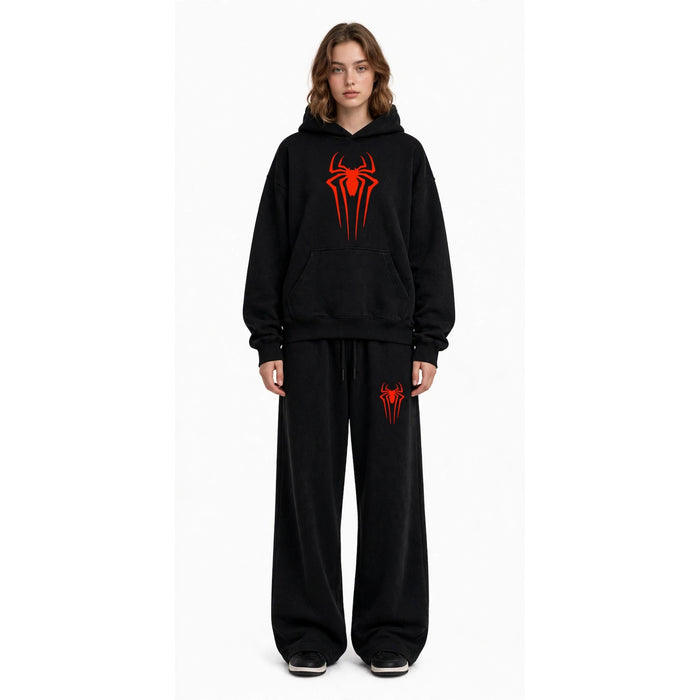 Spider-Man Oversize Hoodie & Wide Leg Trouser Tracksuit - Black - Unisex