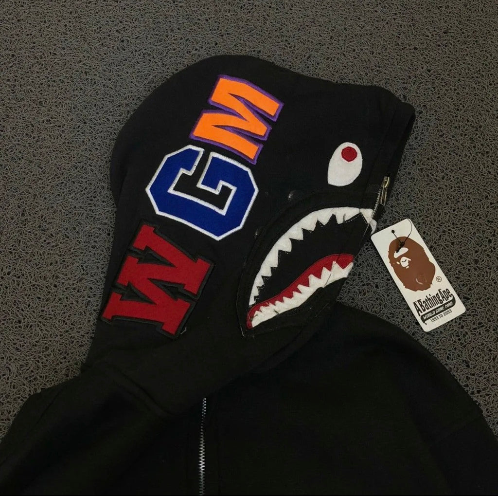 Bape Over Sized Fleece Full Zipper Hoodie - Black