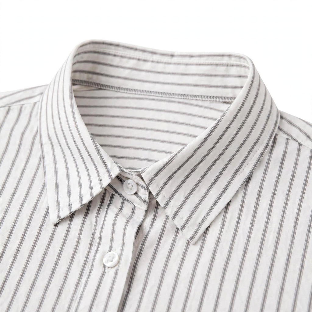 Daur-z Oversized Button-Down Shirt in Grey Striped - Relaxed Fit | Everyday Essential