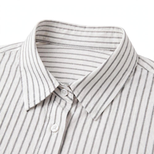 Daur-z Oversized Button-Down Shirt in Grey Striped - Relaxed Fit | Everyday Essential