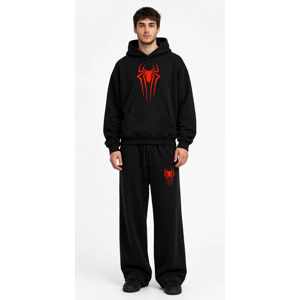 Spider-Man Oversize Hoodie & Wide Leg Trouser Tracksuit - Black - Unisex