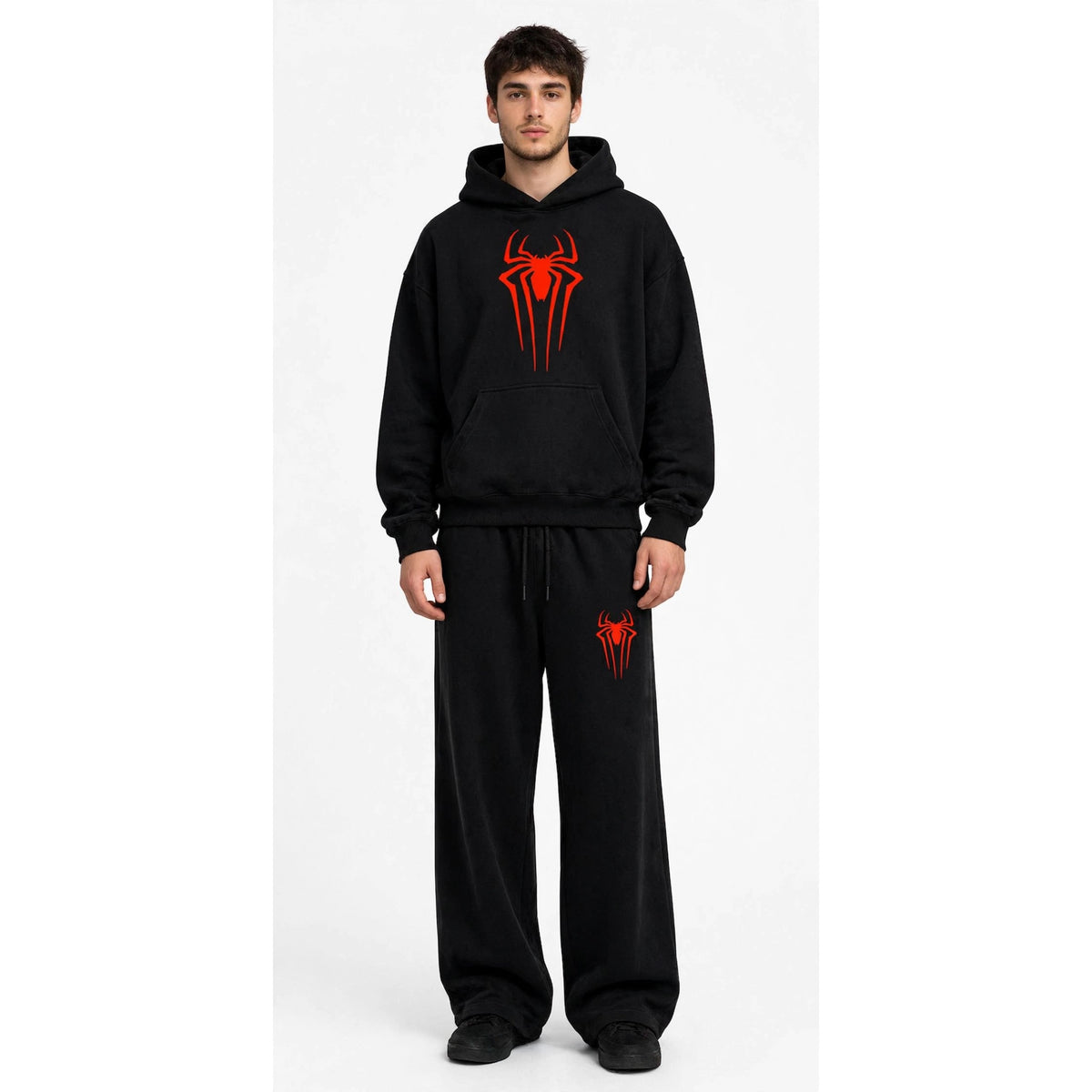 Spider-Man Oversize Hoodie & Wide Leg Trouser Tracksuit - Black - Unisex