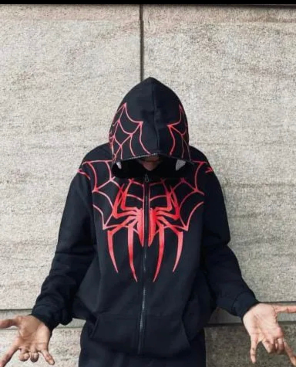 Spider Man Over Sized Fleece Full Zipper Hoodie - Black