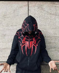 Spider Man Over Sized Fleece Full Zipper Hoodie - Black