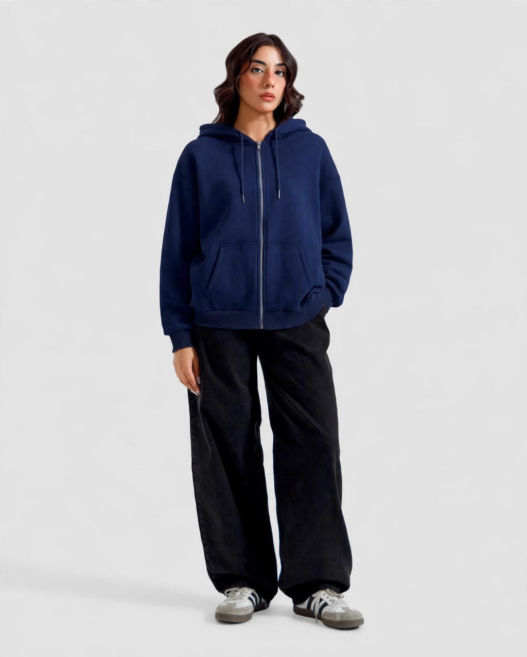 Fleece Premium Basic Zipper Hoodie Unisex - Navy Blue