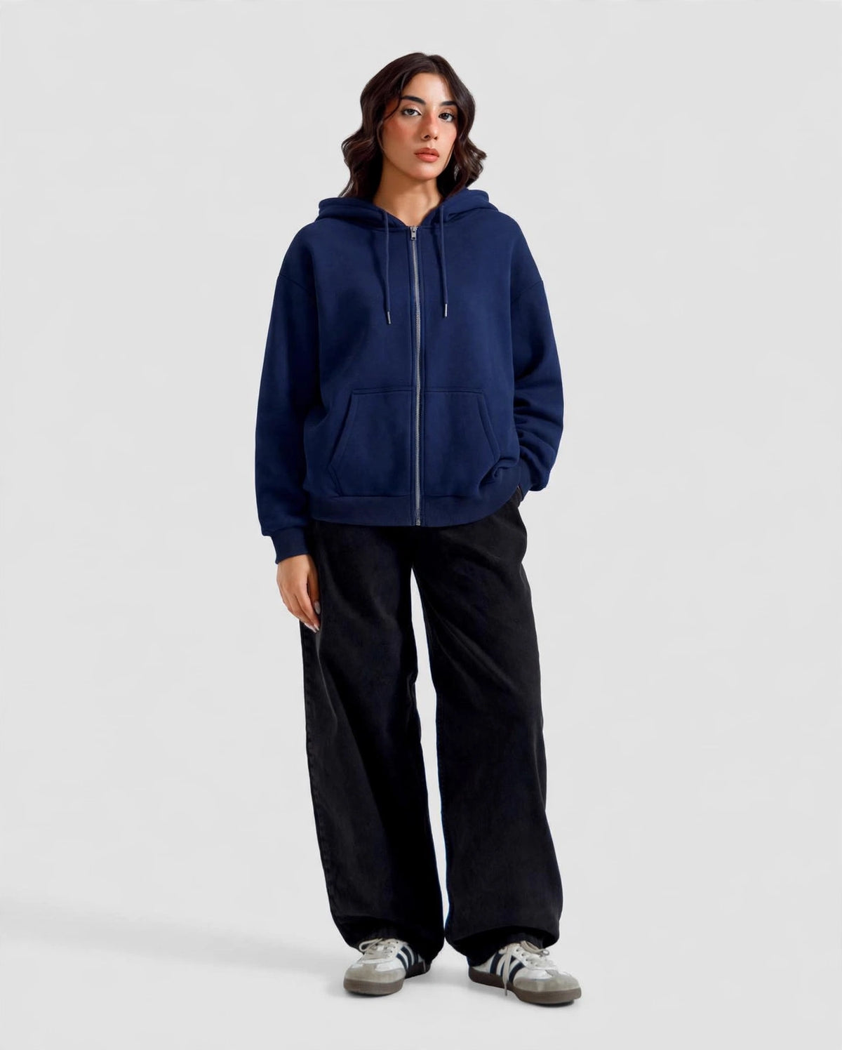 Fleece Premium Basic Zipper Hoodie Unisex - Navy Blue